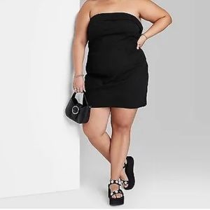 Wild Fable Black Mini Dress Lace Up Back Side Zipper Detachable Straps Bodycon